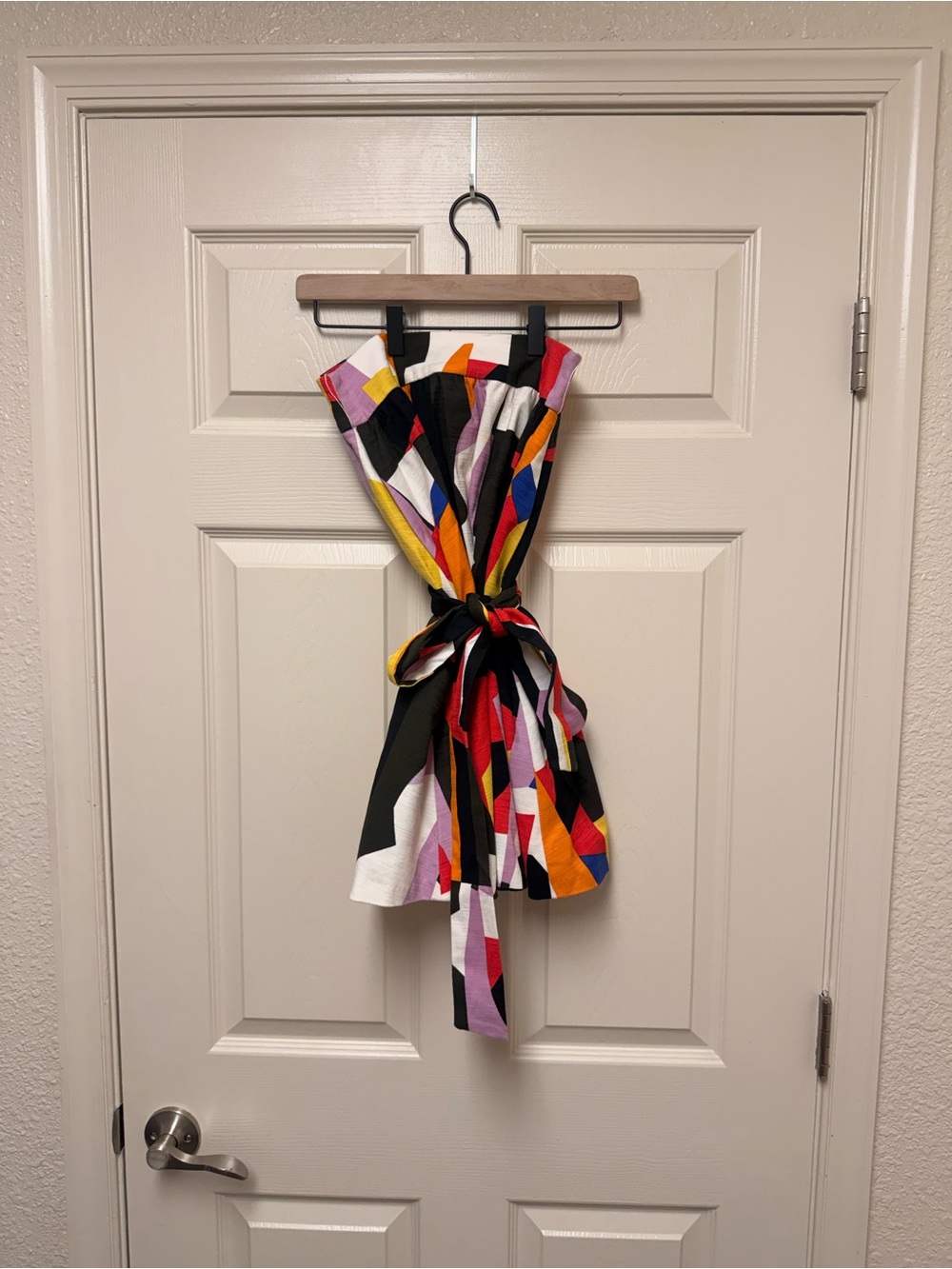 Halogen Girls Multicolor Geometric Strapless Dress with Waist Tie